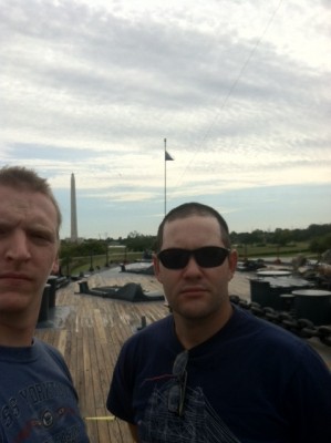Lookin super serious for fun - after we cheesed on the USS Kidd