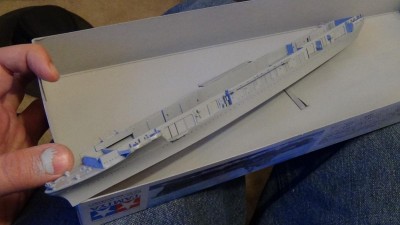 Portside hull, facing aft.