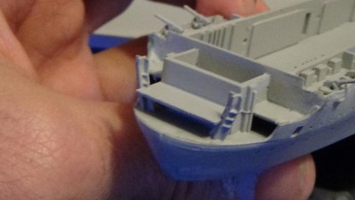 Yorktown Build Log 019.JPG (117.87 KiB) Viewed 4252 times Close-up of fantail, post sanding. Things here seem to look in order, though don't let that deter you from spotting rough patches or gaps.