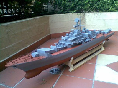 Feb 2008. Ship painted in grey and red undercoat with detailing being progressively added.