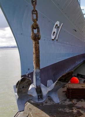 Special links at the anchor... hidden in the hawse pipe with anchor weighed.