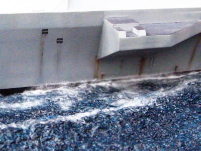 I love the look of the white water splashing up onto the hull.  A lot of care had to be taken to ensure I did not overdo this step.