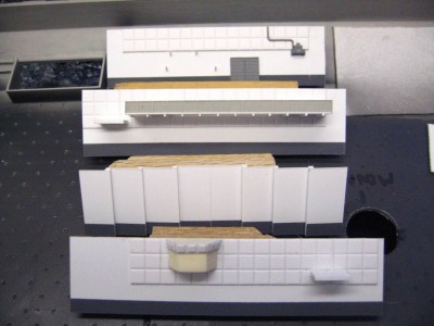 top to bottom- Aft wall, port wall (with maintenance area towards the to) , fore fire doors, starboard will with CONFLAG.