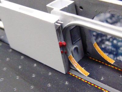 Another tiny detail I came across is that the widgets on the elevator doors were red at the time I am modeling her.