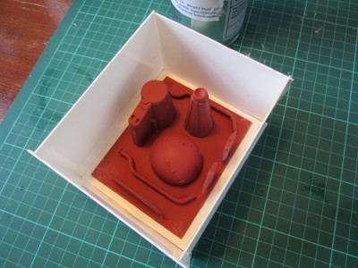 These are 50% of the masters about to be covered in silicon rubber. There is another sheet to make up after this.