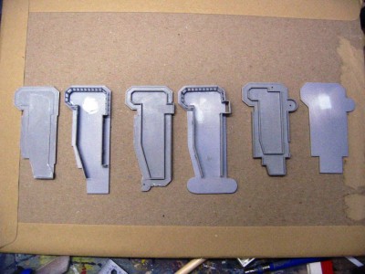 Kit parts on the left next to each corresponding scratch built island level on the left.