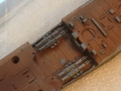 Forward torpedo deck brass is done.