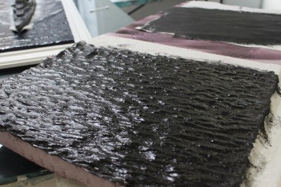 Dremel carved foam covered with one piece of paper towel with spray adhesive