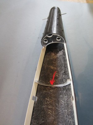 The WTC supports fitted in the lower hull half.
