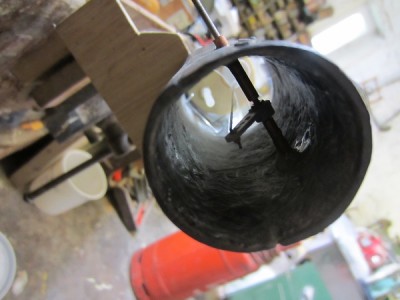 The bow diving plane mechanism finally installed.