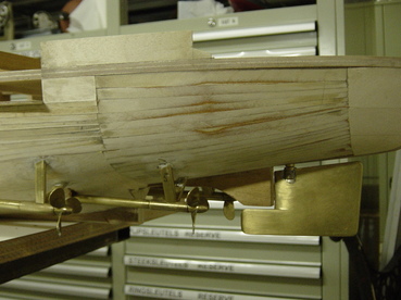The radder is placed