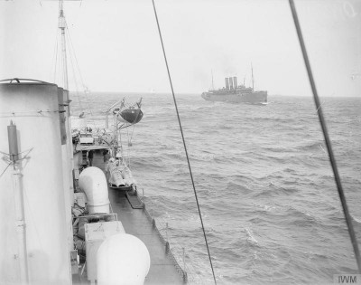 Escorting troop ship!