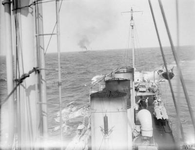 convoy at sea from back bridge