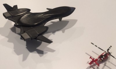 Here is a shot of my scratch build super fighter bomber inspired by the X jet from the X men movies, of course also in 1/350 scale.