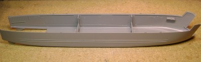 Here's another view of the hull halves.  In 2016, Revell Germany will be issuing a kit of the later-war LSM, presumably in Bundesmarine markings. While that hull will give modelers more choice in modeling later-war LSMs, the foc'sle profile of the early LSM is more appropriate for a model of an interim LSM(R).