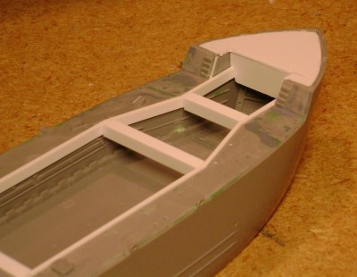 Before I attached the raised deck, I installed the focsle deck.  It would be easier to fill/file/sand the edges before the deck interferes.