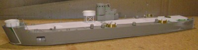 The partially-assembled conn positioned on the deck just to get an idea how she'll look.  As I mentioned earlier, the conn superstructure is a complicated affair consisting of about a dozen or more pieces.  One has to be either very good at eliminating seams or settle for obliterating the finer details on the superstructure!