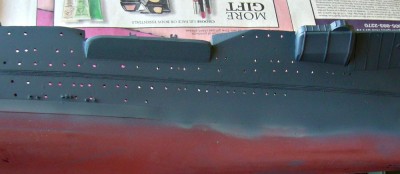 Since I had some paint in the brush I did the starboard side till it was gone