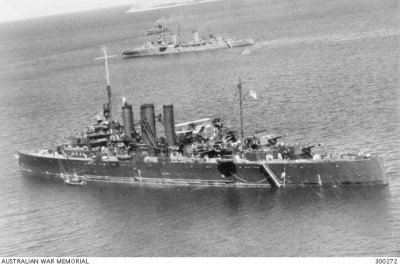 HMAS Australia 1942-43 with HMAS Hobart AWM 300272.JPG