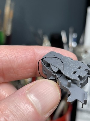 The white on the part is from scraping and sanding to get it to fit